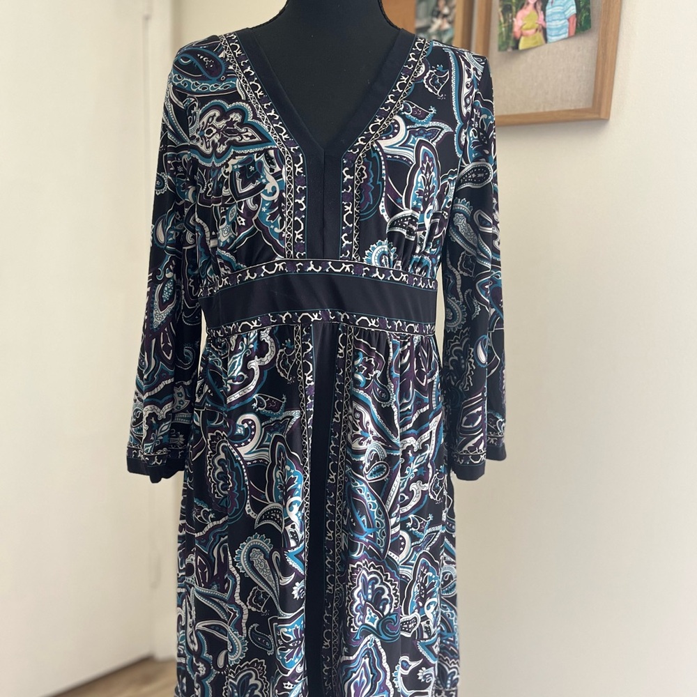 INC International Concepts Black and Blue Paisley Dress